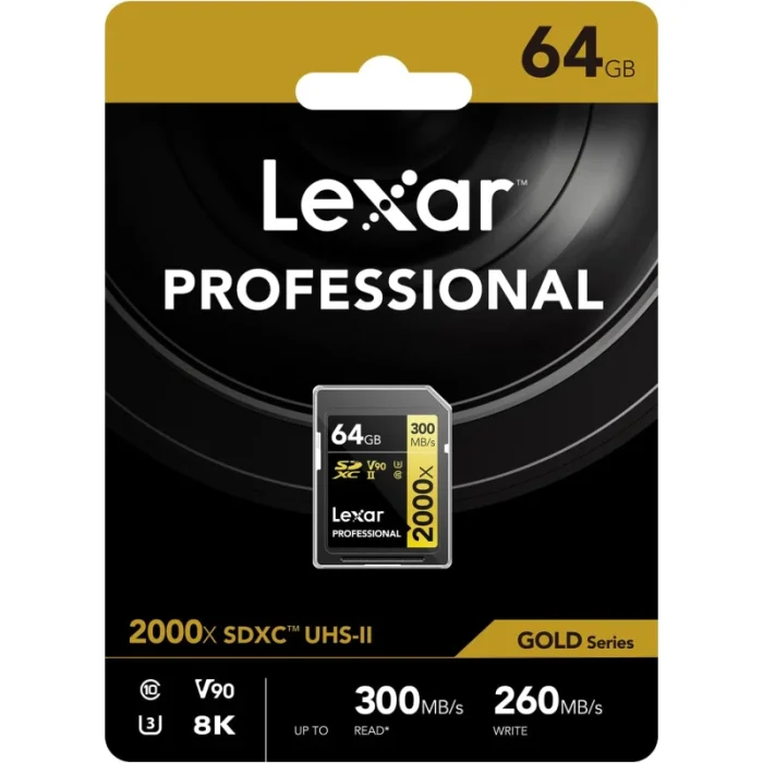 Carte mémoire SD LEXAR 2000X 64GB UHS-II 300MB/s 260MB/s (LSD2000064G-BNNNG) - Achat Maroc - Linksolutions