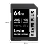 Carte mémoire SD LEXAR Silver Plus 64GB UHS-I 205MB/s (LSDSIPL064G-BNNNG) - Achat Maroc - Linksolutions