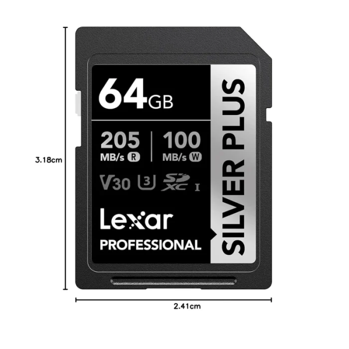 Carte mémoire SD LEXAR Silver Plus 64GB UHS-I 205MB/s (LSDSIPL064G-BNNNG) - Achat Maroc - Linksolutions