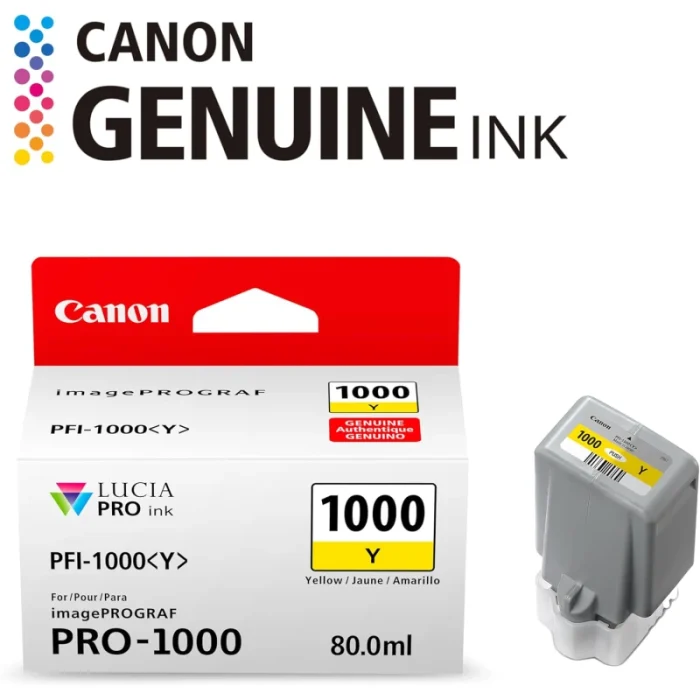 cartouche d'encre canon pfi 1000 jaune original (0549c001aa)