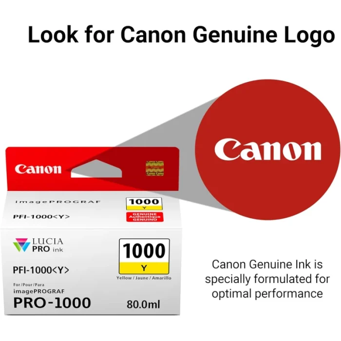 cartouche d'encre canon pfi 1000 jaune original (0549c001aa)