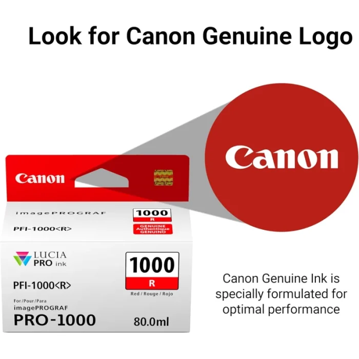 cartouche d'encre canon pfi 1000 rouge original (0554c001aa)