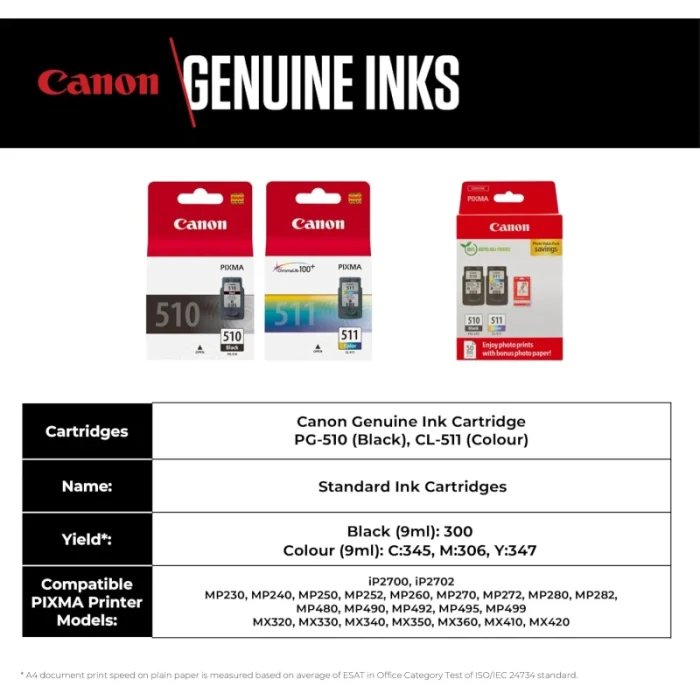 cartouche d'encre canon pg 510 noir original (2970b007ab)