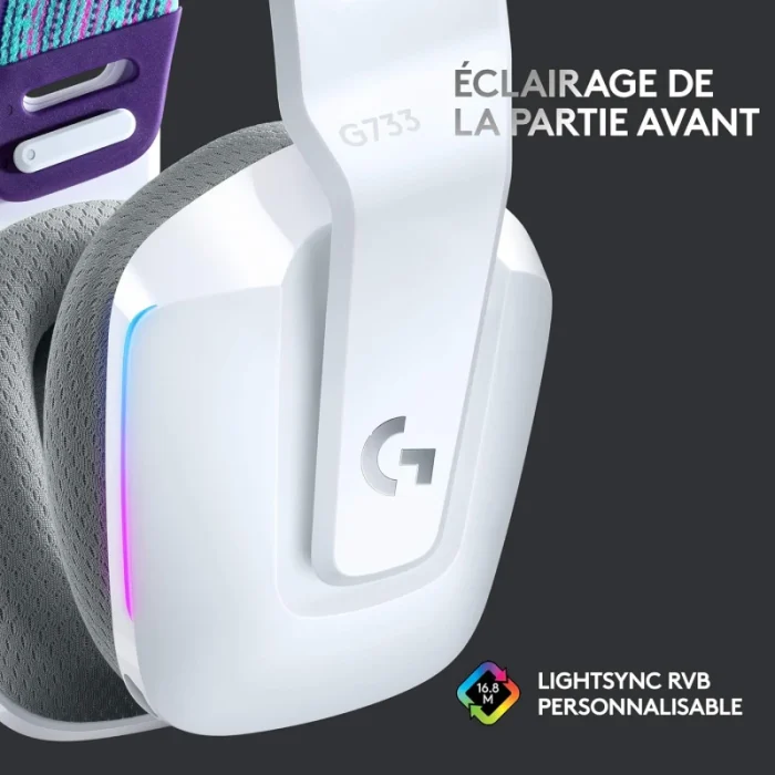 Casque Gaming Sans Fil LOGITECH G733 LIGHTSPEED RGB Blanc (981-000883) - Achat Maroc - Linksolutions