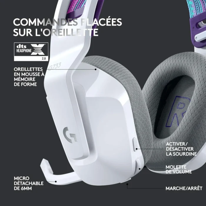 Casque Gaming Sans Fil LOGITECH G733 LIGHTSPEED RGB Blanc (981-000883) - Prix Maroc - Linksolutions