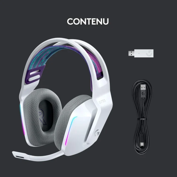 Casque Gaming Sans Fil LOGITECH G733 LIGHTSPEED RGB Blanc (981-000883) - Achat Maroc - Linksolutions