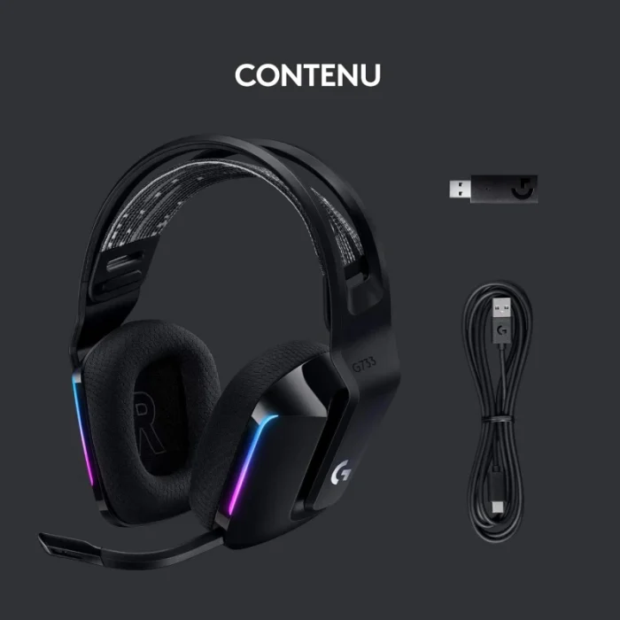 Casque Gaming Sans Fil LOGITECH G733 LIGHTSPEED RGB Noir (981-000864) - Prix moins cher - Linksolutions