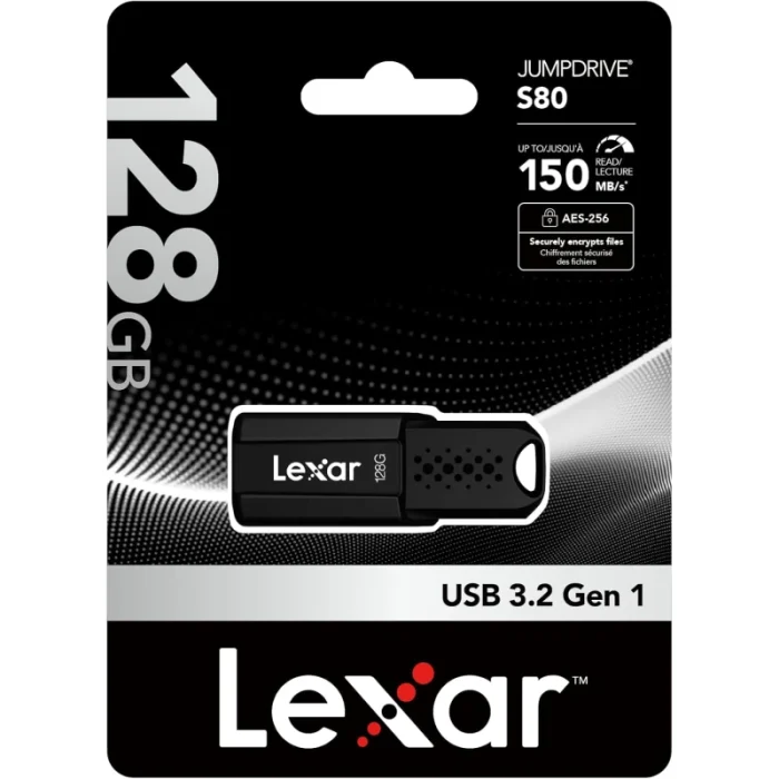Clé USB LEXAR JumpDrive S80 128GB USB 3.2 150MB/s (LJDS080128G-BNBNG) - Prix moins cher - Linksolutions