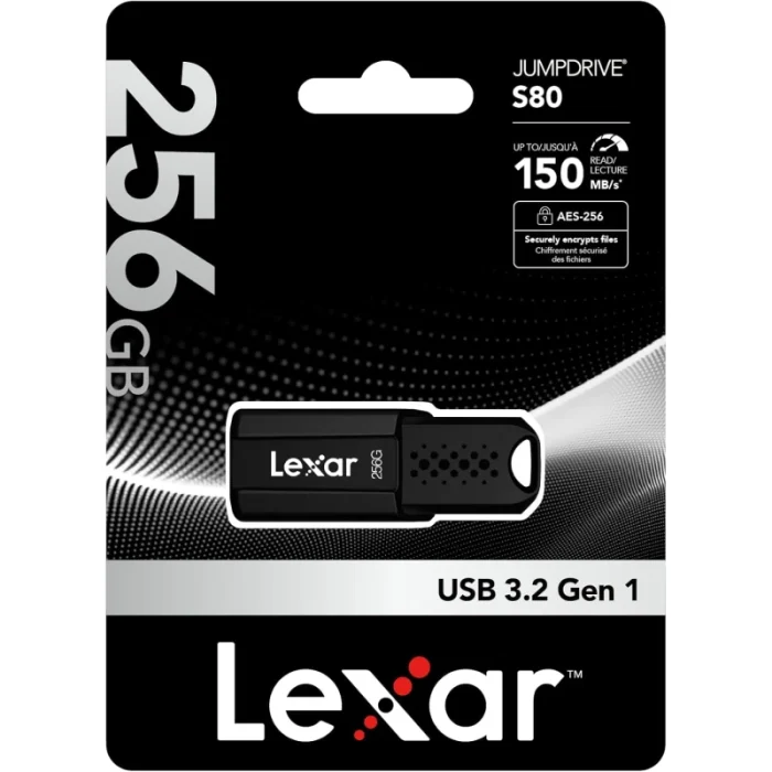 Clé USB LEXAR JumpDrive S80 256GB USB 3.2 150MB/s (LJDS080256G-BNBNG) - Prix moins cher - Linksolutions