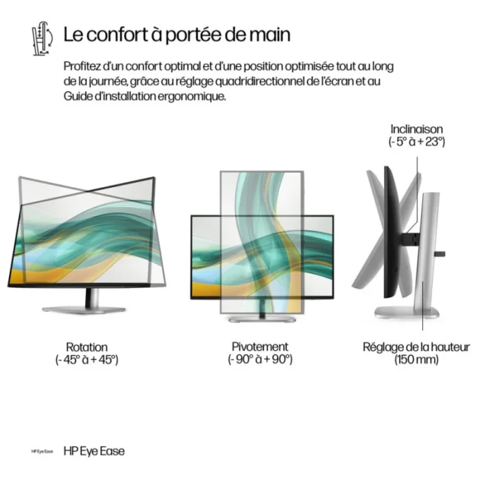 Écran pc hp s5 pro 23.8 pouces fhd moniteur professionnel (9d9l6as)