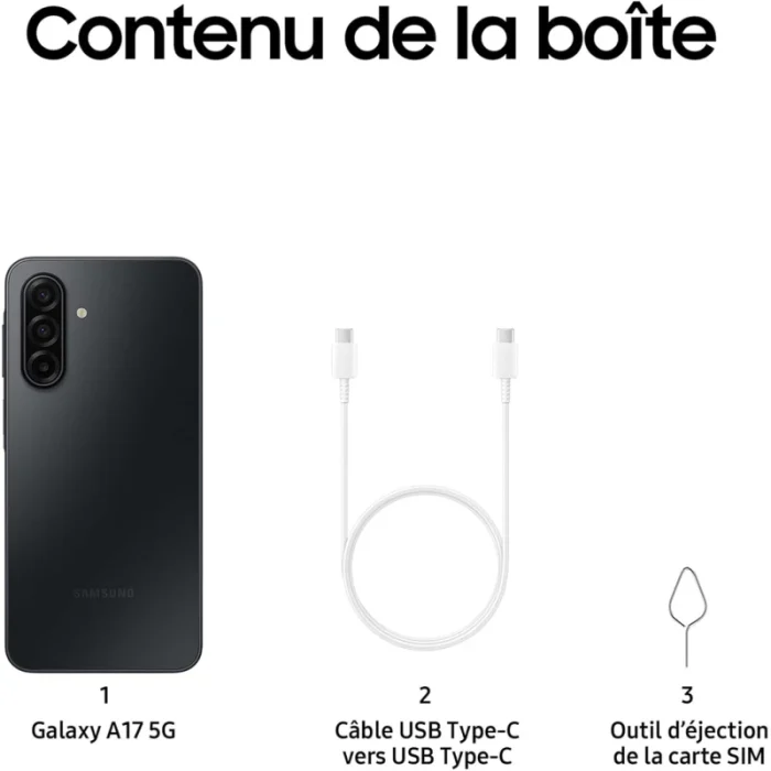 Samsung Galaxy A17 5G 67 (6Go / 128Go) – 5G Noir (SM-A176BZKFMWD) - Achat Maroc - Linksolutions