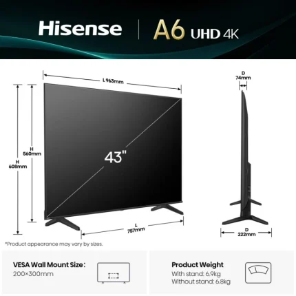 Smart TV Hisense 43&Prime; UHD 4K VIDAA – Téléviseur connecté intelligent (HIS43A6Q) - Prix moins cher - Linksolutions