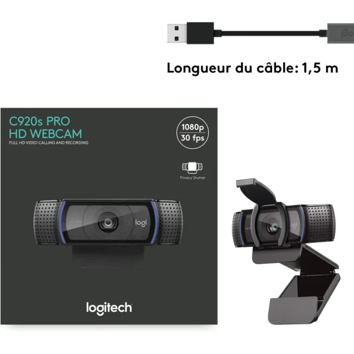 Webcam LOGITECH C920S Pro HD – Caméra USB Streaming (960-001252) - Achat Maroc - Linksolutions