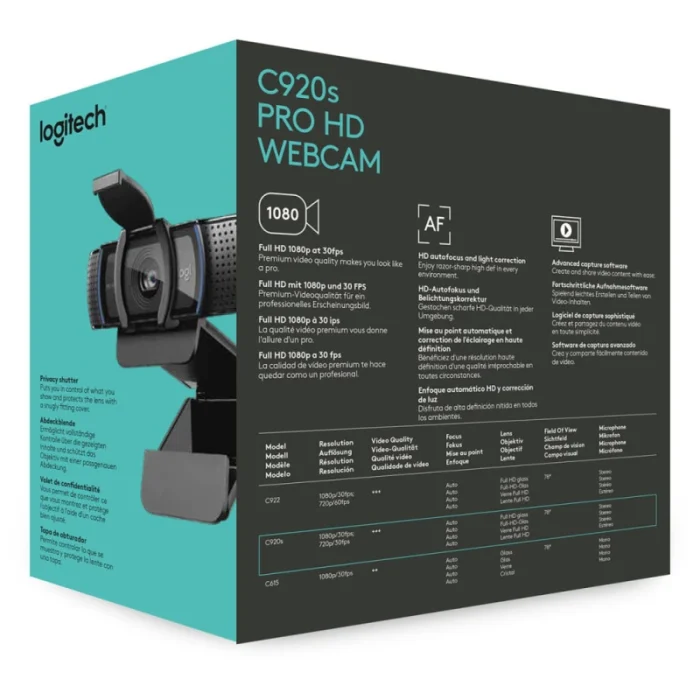 Webcam LOGITECH C920S Pro HD – Caméra USB Streaming (960-001252) - Prix Maroc - Linksolutions