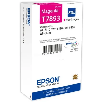 cartouche d’encre epson t7893 magenta xxl 4000 pages