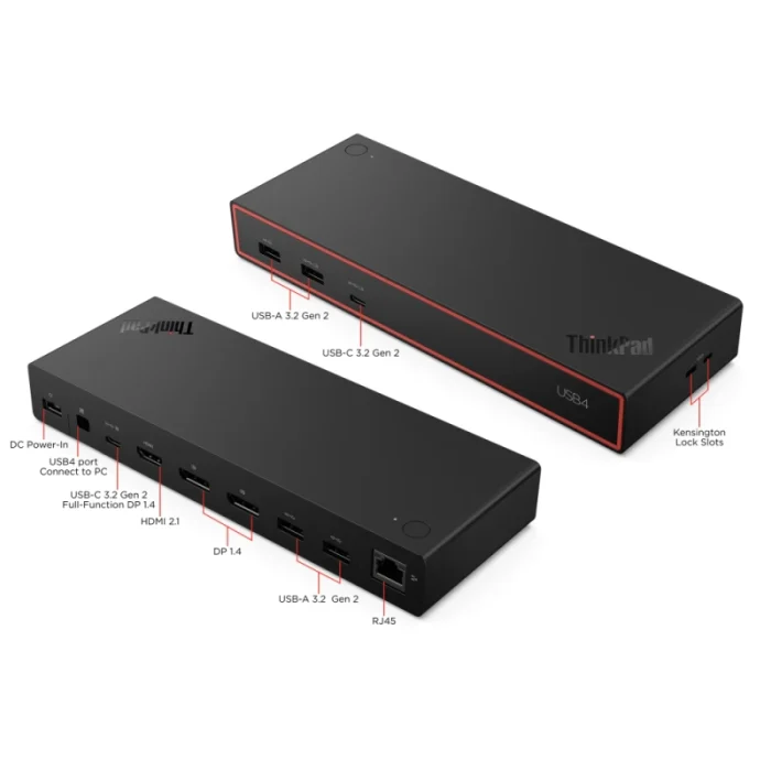 station d’accueil lenovo thinkpad usb4 dock eu (40bf0100eu)