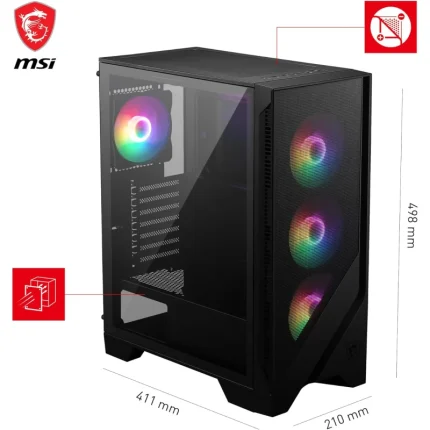 boîtier gaming msi mag forge 320r airflow flux d'air optimisé rgb (306 7g23r27)
