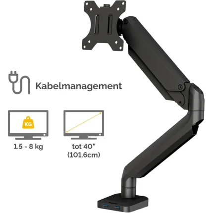 bras porte écran fellowes platinum 8043301 noir support moniteur réglable (f8043301)