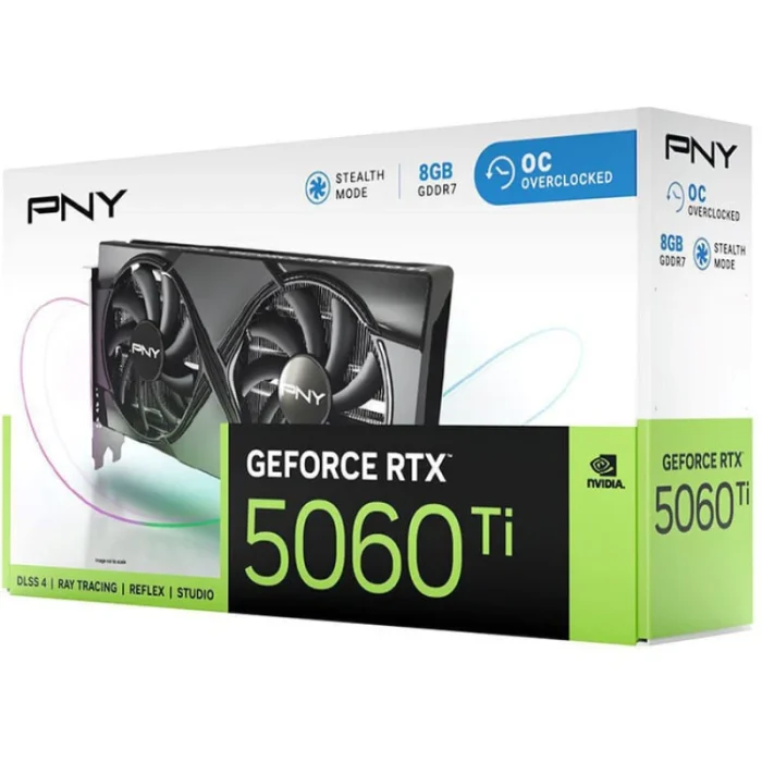 carte graphique pny geforce rtx 5060 ti oc 8 go dual fan (vcg5060t8dfxpb1 o)