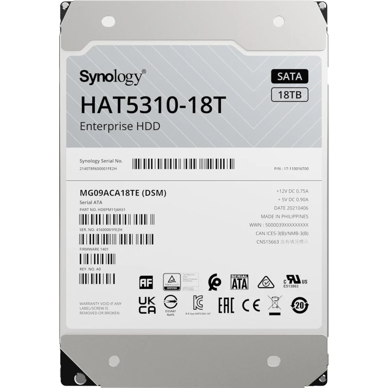 disque dur synology hat5310 18to sata 3.5" 7200 tr/min pour nas professionnel (hat5310 18t) disque dur synology hat5310 18to sata 3.5" 7200 tr/min pour nas professionnel (hat5310 18t)