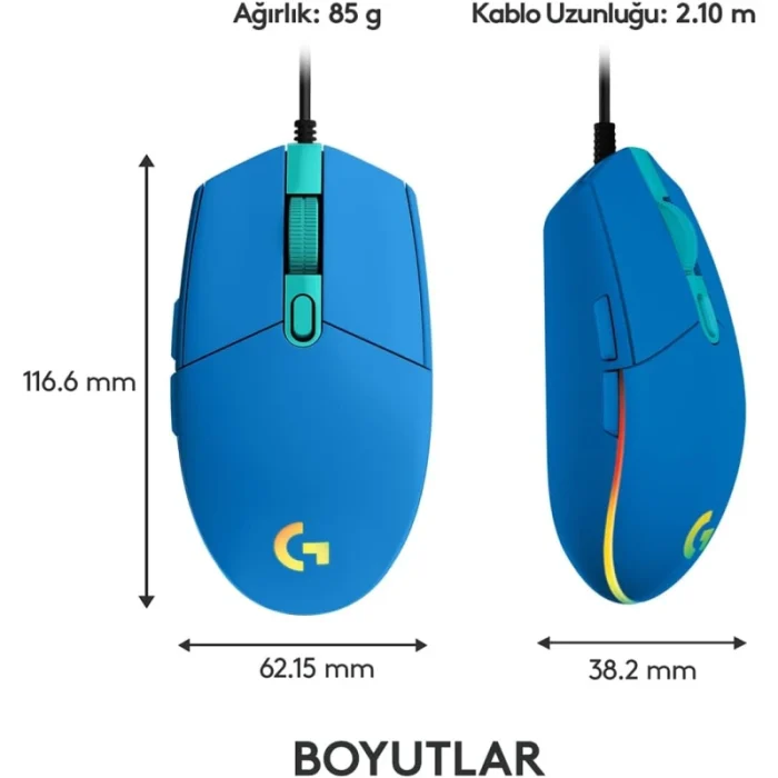 souris gaming logitech g102 lightsync bleue usb (910 005801)
