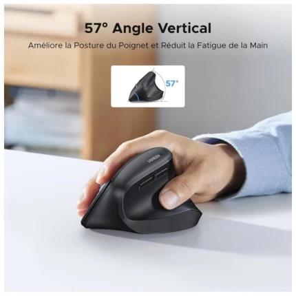 souris verticale sans fil m571 ergonomique noire (55916)
