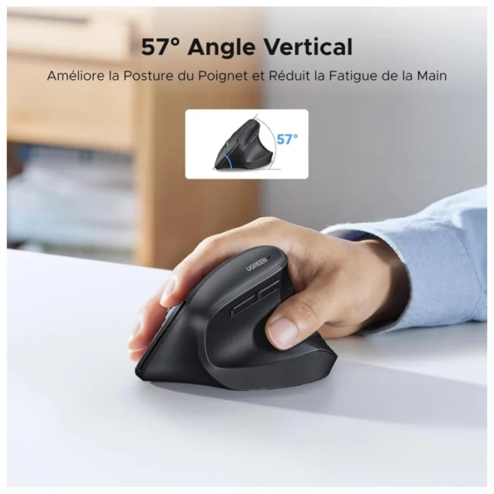 souris verticale sans fil m571 ergonomique noire (55916)