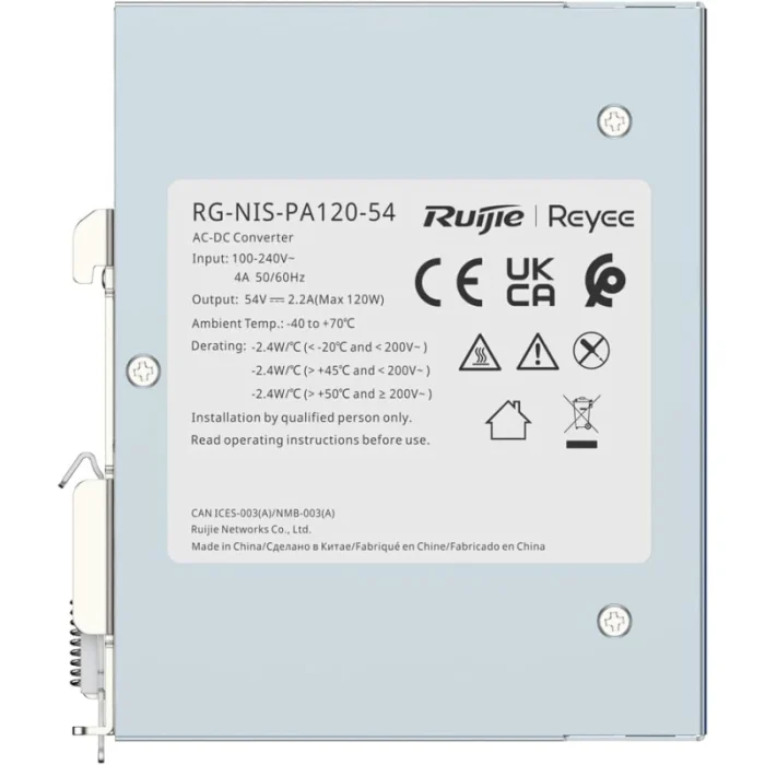 alimentation ruijie reyee 120 w pour switch rg nis2100 (rg nis pa120 54)