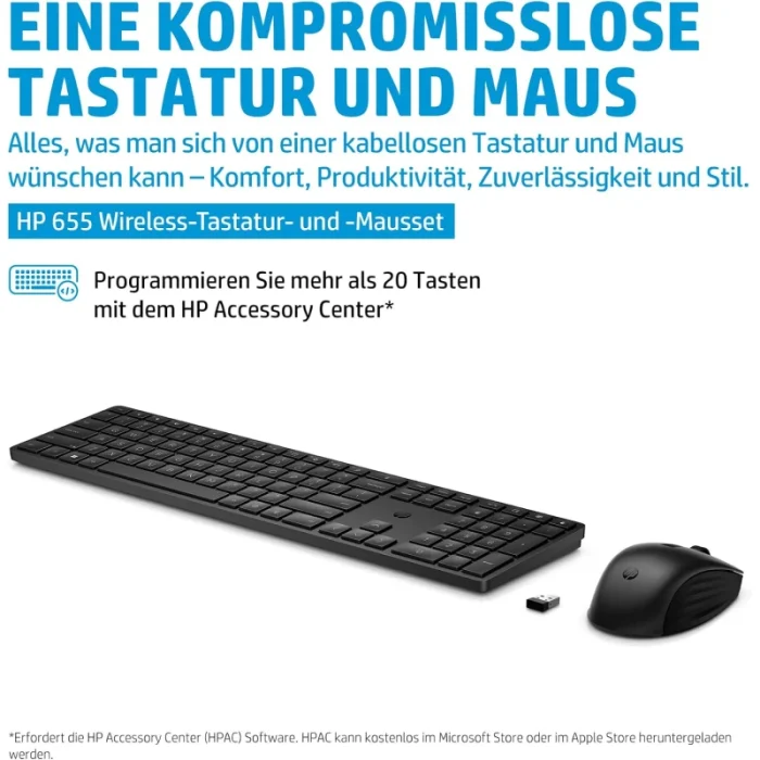 clavier et souris sans fil hp 655 wireless azerty (4r009aa)
