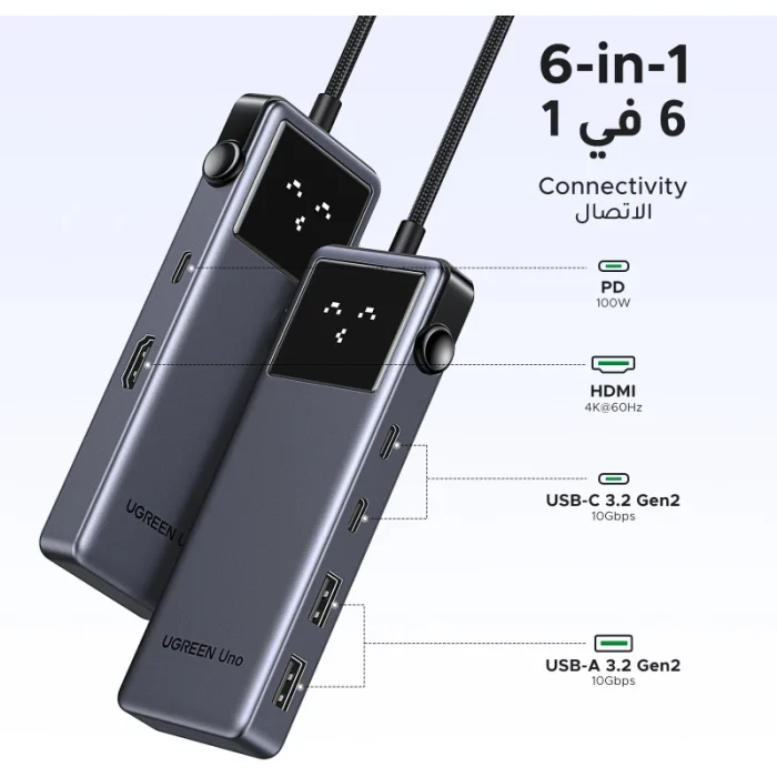 hub usb c ugreen 6 en 1 adaptateur multiports (35998)