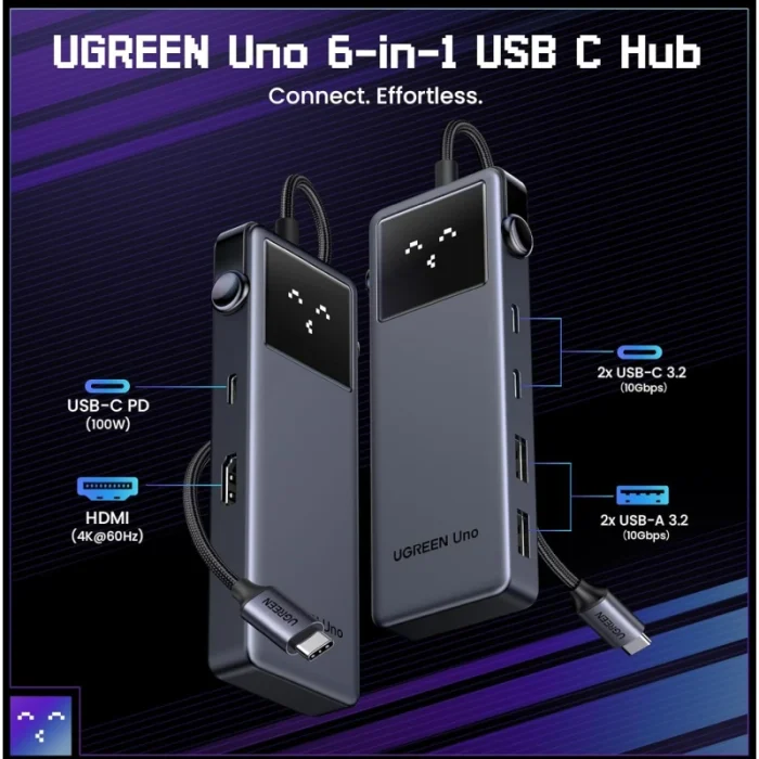 hub usb c ugreen 6 en 1 adaptateur multiports (35998)
