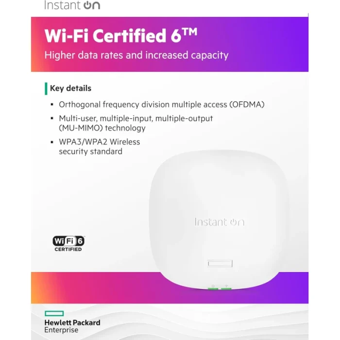 point d'accès wi fi hpe aruba networking instant on ap25 wi fi 6 (r9b28a)