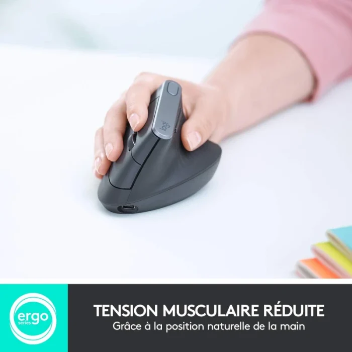 souris ergonomique logitech mx vertical sans fil bluetooth (910 005448)
