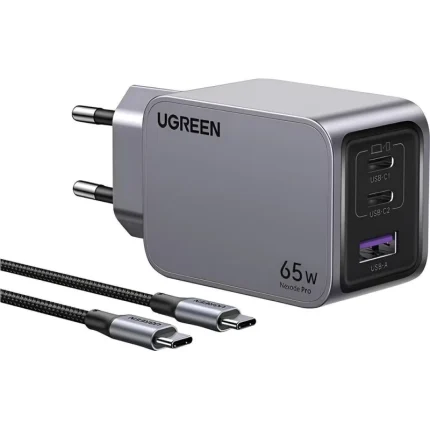 chargeur rapide ugreen 100w gan 2c1a avec câble 1.5m usb c (25874)