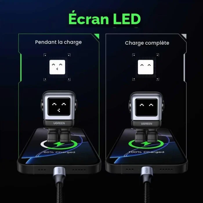 chargeur rapide ugreen 65w gan 2c1a noir usb c haute puissance (25685b)