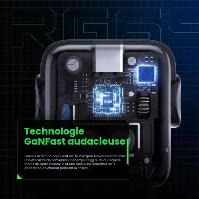 chargeur rapide ugreen 65w gan 2c1a noir usb c haute puissance (25685b)