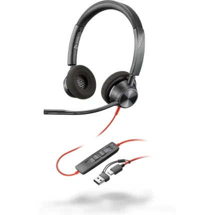 micro casque poly blackwire 3320 usb c stéréo certifié microsoft teams (8x220aa)