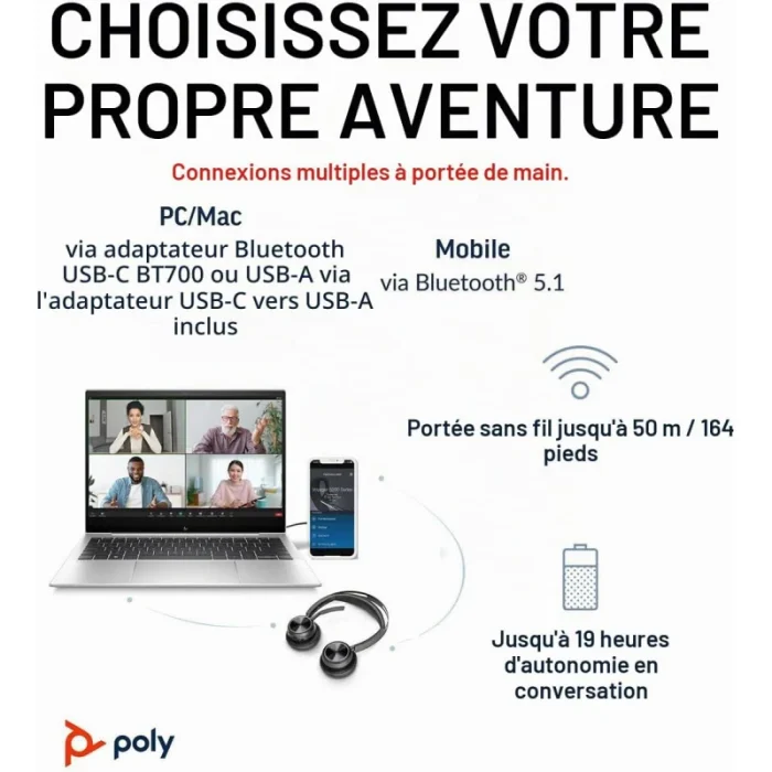 micro casque poly voyager focus 2 usb c microsoft teams (9t9j6aa)