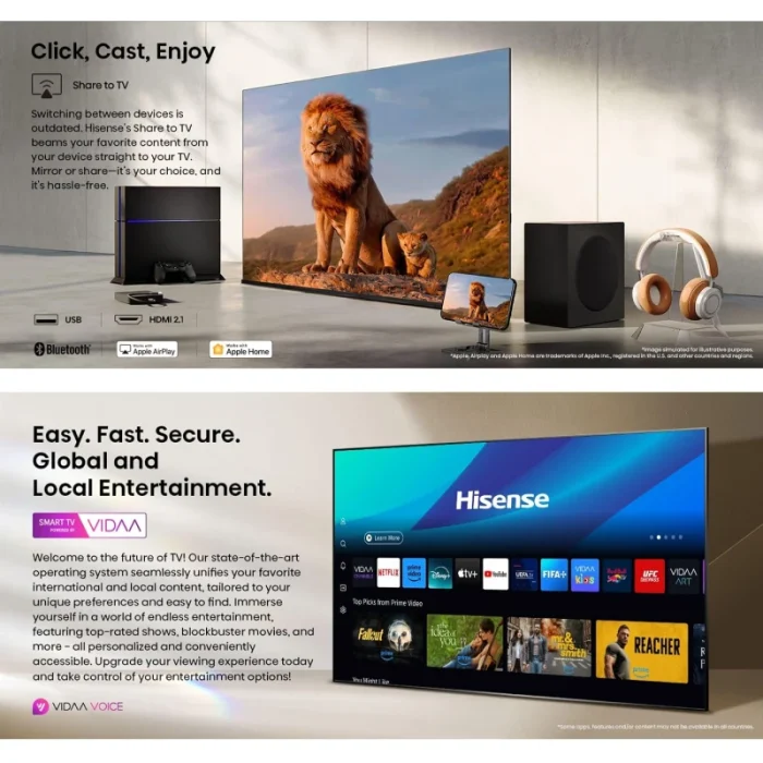 smart tv hisense 85" qled, 4k, uhd, vidaa (his85q6q)