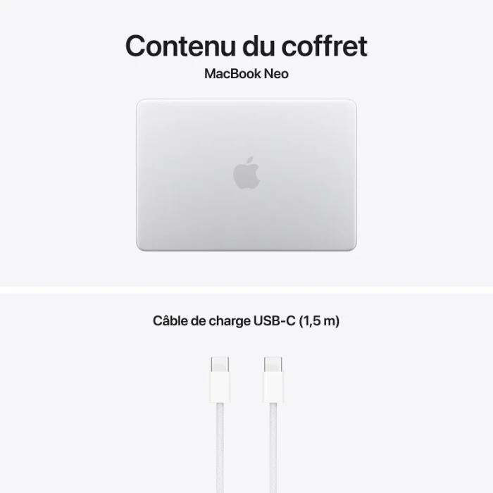 apple macbook neo 13" apple a18 pro 8go 256go ssd argent (mhfa4fn/a)