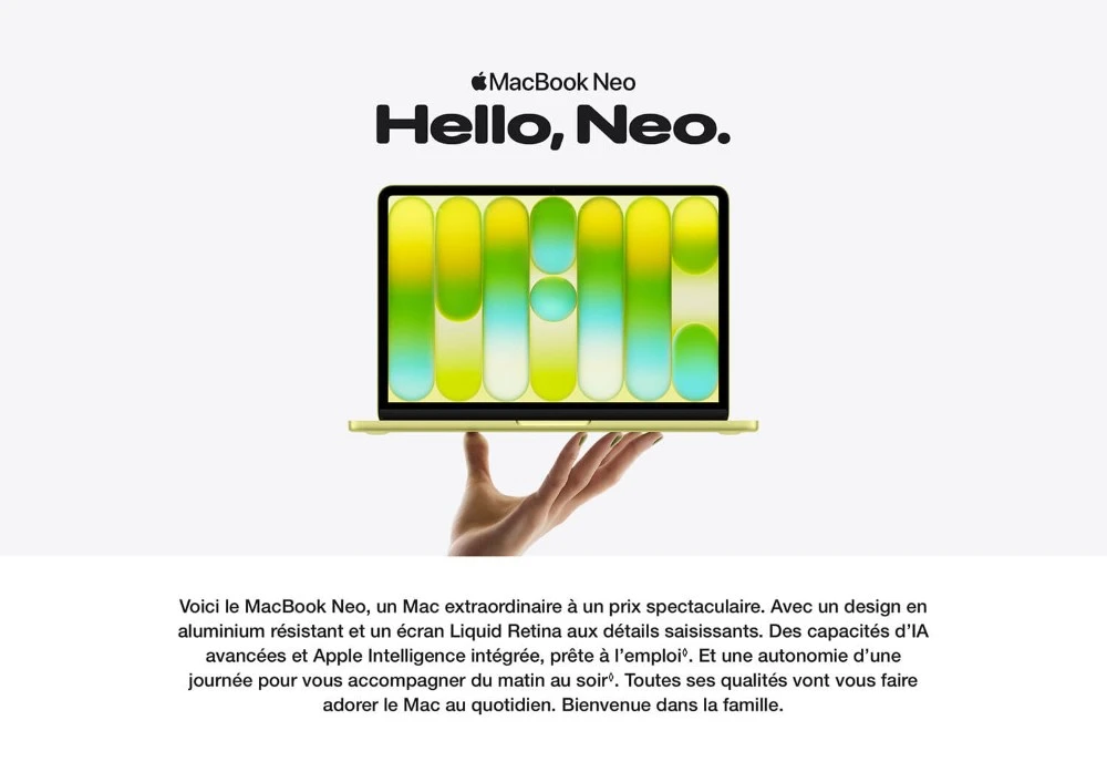 apple macbook neo 13" apple a18 pro 8go 256go ssd indigo (mhff4fn/a)