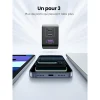 chargeur ugreen 65w 2c1a gan rapide usb c et usb a gris (10335)
