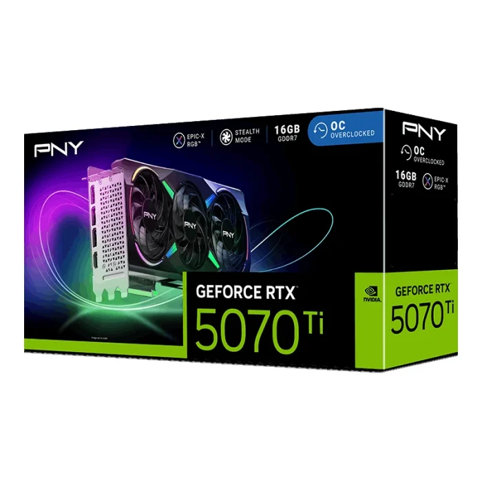 carte graphique pny geforce rtx 5070 ti 16 go slim oc (vcg5070t16dfsxpb1 o)