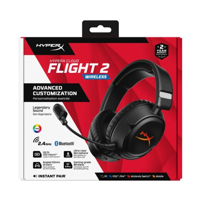 casque gaming hyperx cloud flight 2 b5vc4aa sans fil pc