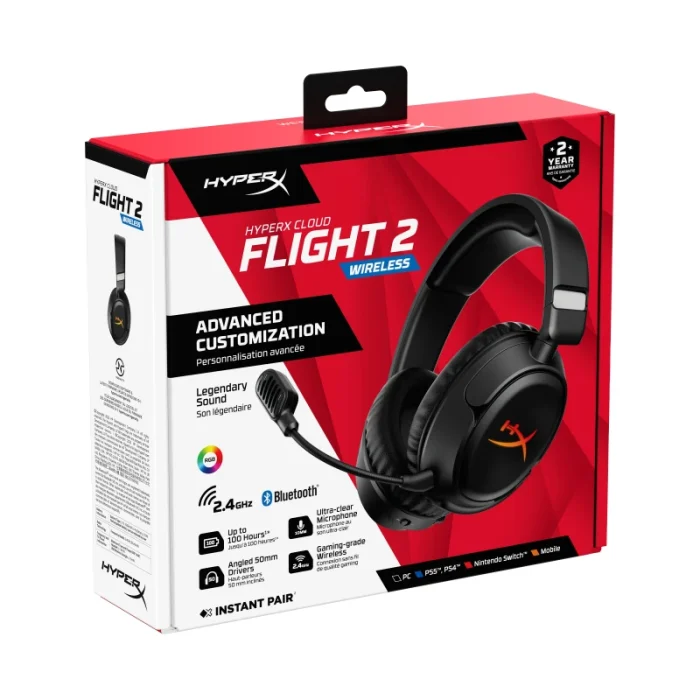casque gaming hyperx cloud flight 2 b5vc4aa sans fil pc