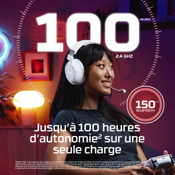 casque gaming hyperx cloud flight 2 b5vc5aa sans fil ps5 blanc