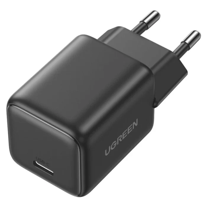 chargeur ugreen 30w usb c gan rapide eu gris (55531)