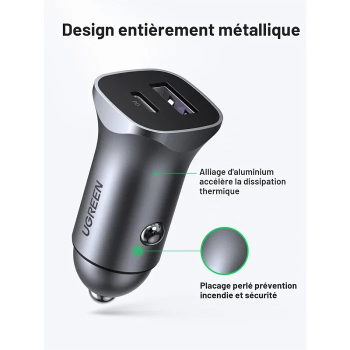 chargeur ugreen rapide auto 30w 40858