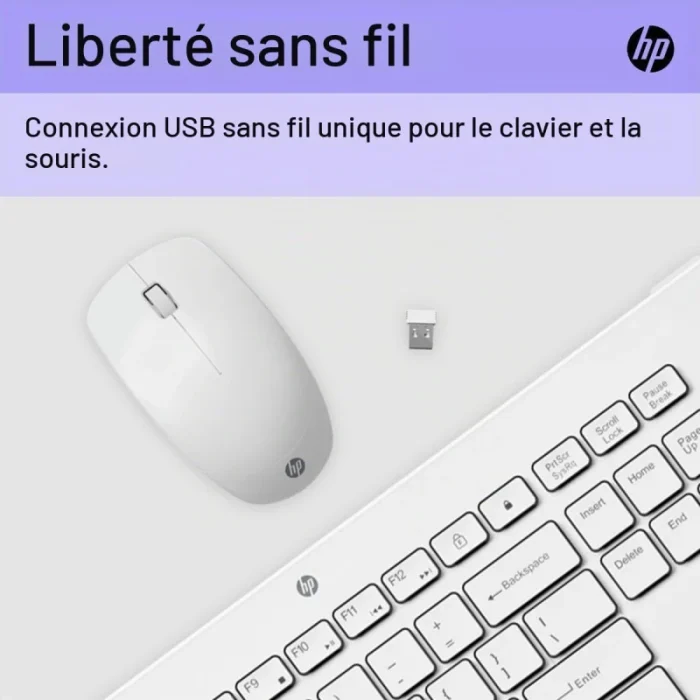clavier et souris sans fil hp 230 blanc usb (3l1f0aa)