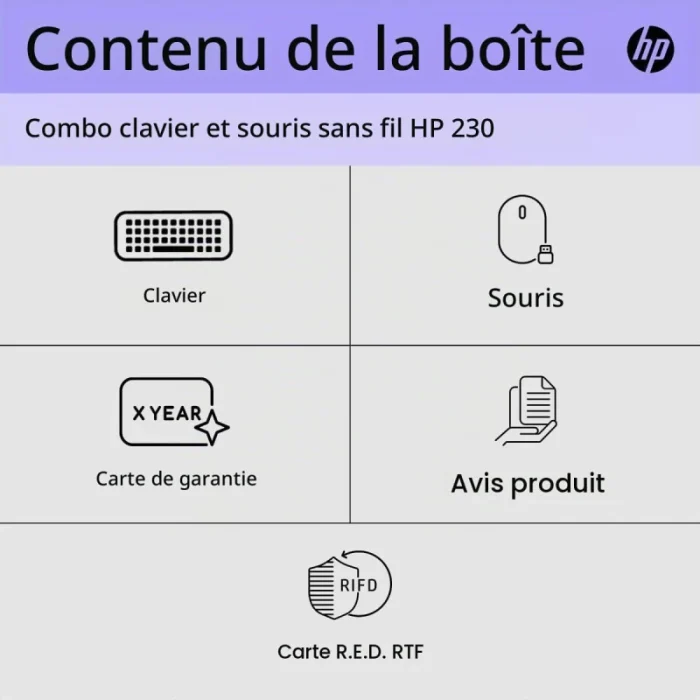 clavier et souris sans fil hp 230 blanc usb (3l1f0aa)